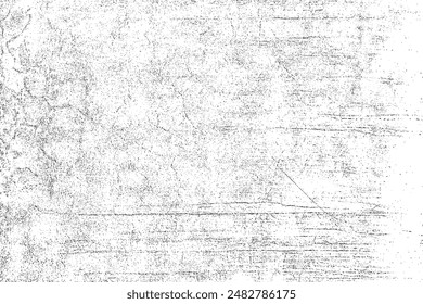 Textura gris desgastada. Textura granulada oscura sobre fondo blanco. Superposición de polvo con textura. Partículas de ruido de grano. Efecto intemperizado. Patrón de granulado roto. Ilustración vectorial, EPS 10.