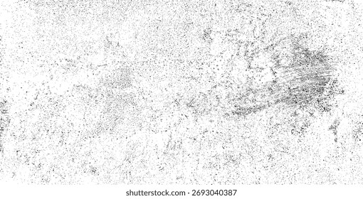 Schwarze Grunge-Textur getragen. Dunkelkörnige Textur auf weißem Hintergrund. Staubüberlagerung strukturiert. Korngeräuschpartikel. Verwitterungseffekt Körnigkeit zerrissen. Vektorgrafik, EPS 10.