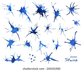 Grunge Texture Paint Stains on White Background. Vector Illustration. Brush Smear Blobs. 