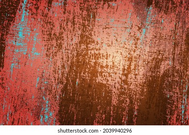 Grunge texture with patina. Abstract background for cover design, wallpaper. Vintage template in brown, beige and turquoise colors, vector.