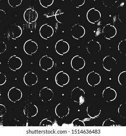 Grunge texture pattern with semicircles. Dark monochrome square backdrop.