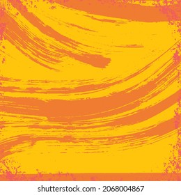 The grunge texture is red and yellow. Abstract color background. Vector template of a scratched colored board