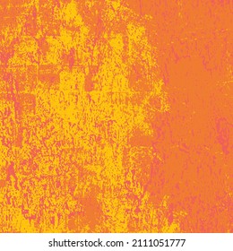 The grunge texture is red and yellow. Abstract color background. Vector template of a scratched colored board