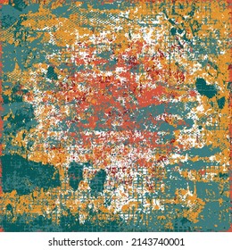 The grunge texture is red and yellow. Abstract color background. Vector template of a scratched colored board