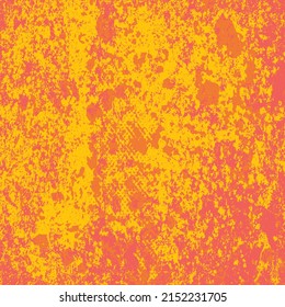 The grunge texture is red and yellow. Abstract color background. Vector template of a scratched colored board