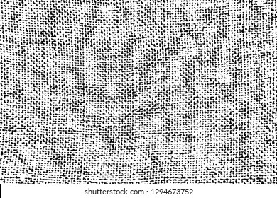 Grunge texture of rough burlap. Monochrome background of natural jute bag. Coarse hemp fabric overlay template for easy grunge effect creation. Vector illustration