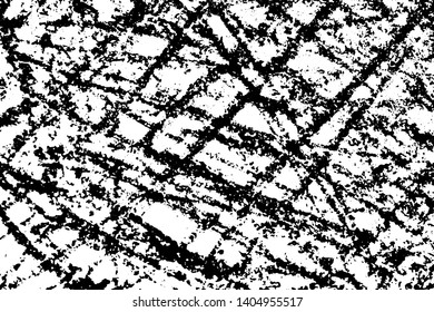 Grunge texture of rough charcoal strokes. Monochrome dark background of chaotic doodles with stripes, spots, noise and grit. Overlay template to quickly create a grunge effect. Vector illustration