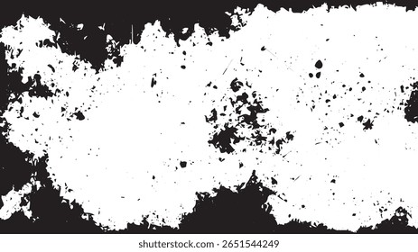 Grunge Texture with Rough Splattered Borders, Abstract Black and White Background for Urban and Vintage Design