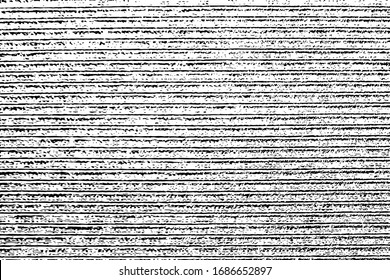 Grunge texture of a rough surface in a horizontal stripe. Abstract monochrome background. Vector illustration. Overlay template.