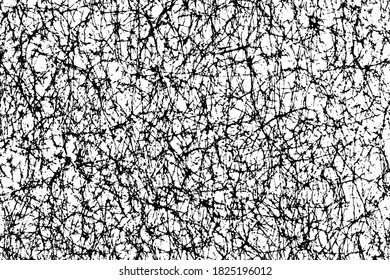 Grunge texture of a rough surface randomly crossed out. The texture is similar to a web. Vector illustration. Overlay template.
