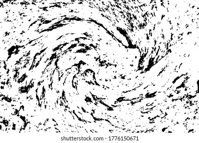 The grunge texture of a rough surface that resembles a swirl, a swirl with noise, grit, and dirt. Vector illustration. Overlay template.