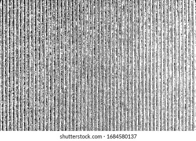 Grunge texture of a rough surface with transverse thin stripes. Abstract background with noise, dirt, and uniform stripes. Vector illustration. Overlay template.