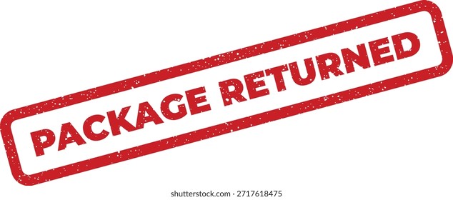 Uma marca de carimbo de textura grunge exibe o texto "PACOTE RETORNADO", adequado para ilustrar devoluções de comércio eletrônico, rastreamento de logística ou problemas de entrega.