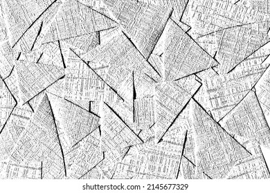 Textura gruesa, trozos de papel grueso con textura como tela de lino. Resumen de fondo hecho de papel reciclado. Papel de desecho, pequeñas chatarras, desechos de papel. Ilustración vectorial. Plantilla de superposición.