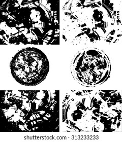 Grunge texture set - abstract isolated stock vector template - easy to use
