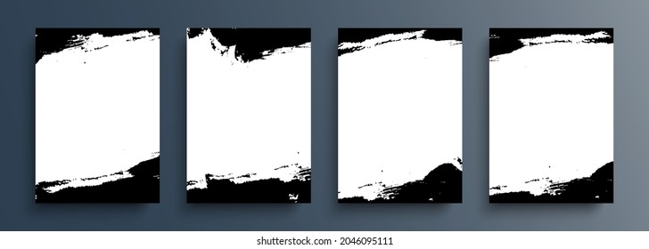 Grunge Textur Set. Schwarz-Weiß schmutzig, Korn, Kratzer, graue Hintergründe für Ihr Grafikdesign. Vektorgrafik.