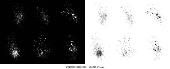Conjunto de textura Grunge de preto e branco desenhado à mão pintura de ilustração de vetor de sangue