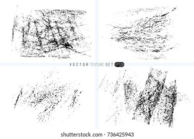 Grunge texture set. Hand drawn backgrounds. Vector templates. Spot of textures. Wax crayon spots. Monochrome artistic backdrops.