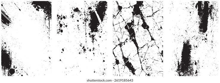 Grunge Texture Set, Ink Splatters, Cracked Surface, Drips and Scratched Overlays for Urban and Distressed Designs