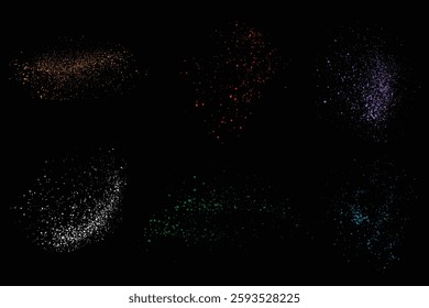 Grunge texture set of realistic white and purple, orange, red, green, color crime blood splash. grungy blood splatter template