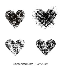 Grunge texture, shape heart, abstract stock vector template, overlay