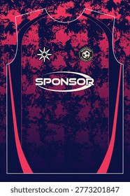 Grunge Texture Soccer Jersey Design with Pink and Blue Splash