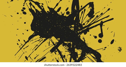 Grunge texture with splatters. Liquid paint drops. Messy abstract ink blots. Dirty hand painted backdrop. Distressed art design. 