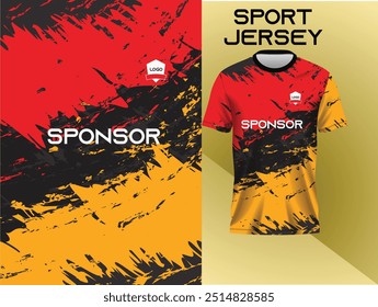 Textura grunge de jersey deportivo que muestra tela afligida y diseño resistente para un estilo deportivo vintage y audaz rojo y amarillo