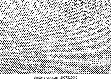 The grunge texture of the surface is finely ribbed. The texture of a coarse natural fabric with a small diagonal stripe. Abstract background. Vector illustration. Overlay template.