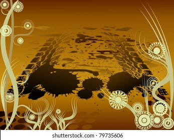 Grunge texture with traces of the tread