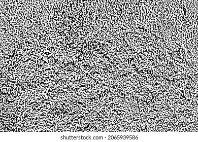 Grunge texture of the uneven surface of the stone. Monochrome background of a mottled wall made of natural material with spots, noise and grain. Overlay template. Vector illustration