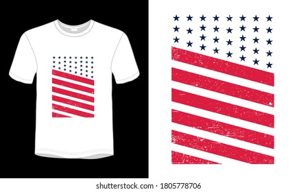 Grunge texture USA flag t-shirt design.