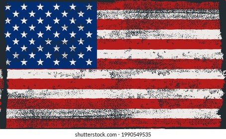 Grunge texture USA flag. Vector illustration in vintage style, template for poster, banner, greeting card of 4Th July holiday