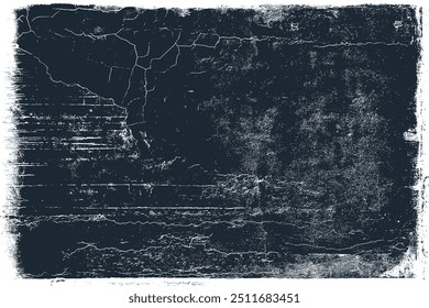 Schwarz-weißer Grunge. Überlagerungsstruktur für Distress. Abstrakter Oberflächenstaub und raues schmutziges Wandhintergrundkonzept. Abgenützt, zerrissen, verwittert. Vektorgrafik, EPS 10.