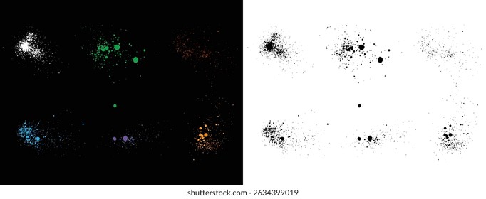 Colección de Vector de textura grunge de fondo salpicado de sangre amarillo, púrpura, negro, azul, verde, blanco y rojo