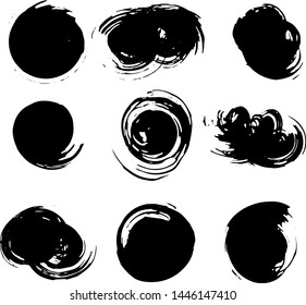 Grunge texture vector. Ink blot splash collection set. Grunge round shapes. Abstract grunge banner. 
