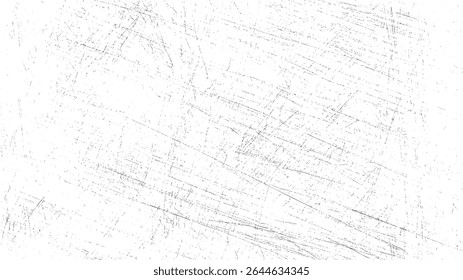 Vector de textura Grunge con efecto polvoriento rayado. Urbana superficie granulada en blanco y negro. Antecedentes angustiados para proyectos de diseño. Ilustración de superposición áspera aislada.
