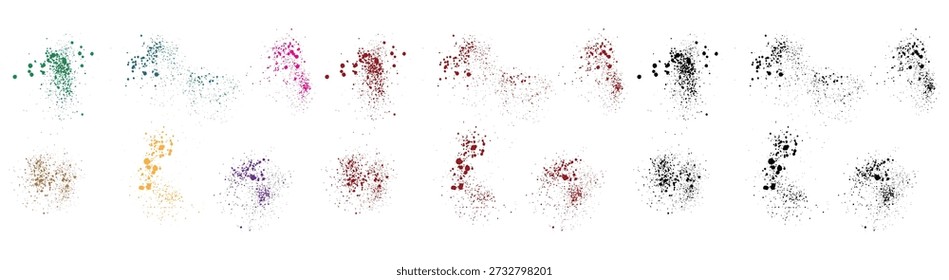 farbige Textur Vektor gelb, lila, rot, blau, grün, weiß und schwarz Spray Blutfarbe einzelne Illustration Hintergrund Design-Set