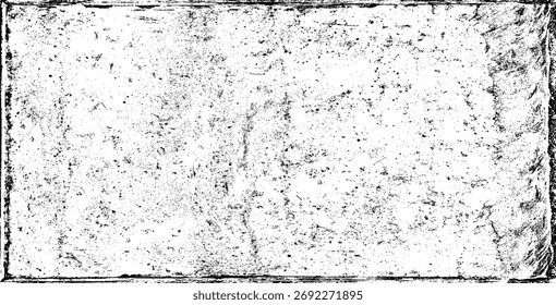 Textura grunge preta gasta. Textura granulada escura sobre fundo branco. Cobertura de poeira texturizada. Partículas de ruído dos grãos. Efeito intemperizado. Padrão de granulometria rasgado. Ilustração vetorial, EPS 10.
