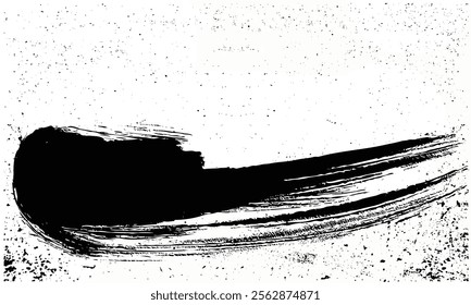 Grunge texture white and black. Metal texture with scratches and cracks, Rough brush strokes with spray texture, ink curved line, paintbrush with black ink in old style.eps8