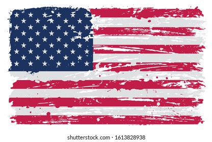 Grunge textured American flag.Old vintage flag of USA.