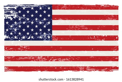 Grunge textured American flag.Old vintage flag of USA.