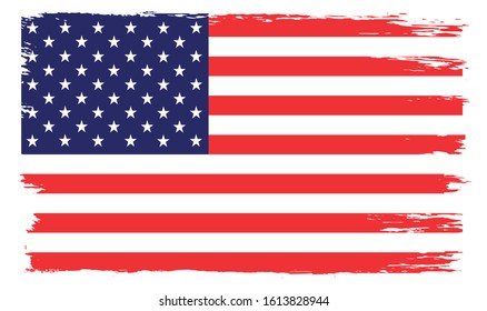 Grunge textured American flag.Old vintage flag of USA.