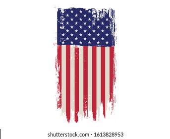 Grunge textured American flag.Old vintage flag of USA.