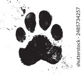 grunge textured animal pet dog cat paw icon print. vector art illustration. footprint silhouette logo.