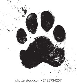 grunge textured animal pet dog cat paw icon print. vector art illustration. footprint silhouette logo.