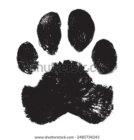 grunge textured animal pet dog cat paw icon print. veterinary vector art illustration. footprint silhouette vet logo.