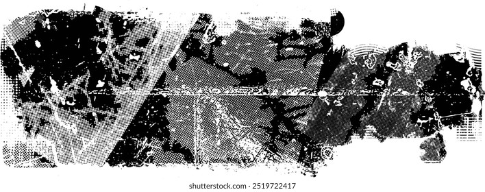 Grunge textured banner with rough edges. Halftone dots texture. Overlay texture . Simply place texture over any object to create halftone dots effect . Banner with dotted surface for your design. 