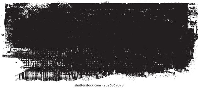 Grunge textured banner with rough edges. Halftone dots texture. Overlay grunge texture . Simply place texture over any object to create grunge effect . Banner with dotted surface for your design. 