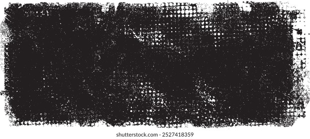 Grunge textured banner with rough edges. Halftone dots texture. Overlay grunge texture . Simply place texture over any object to create grunge effect . Banner with torn edges for your design. 